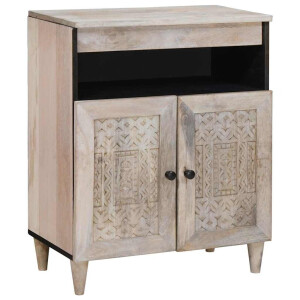 vidaXL Dressoir Bleached Wit 60 x 33 x 75 cm Massief Mango Hout