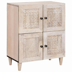 vidaXL Dressoir Bleached Wit 60 x 33 x 75 cm Massief Mango Hout