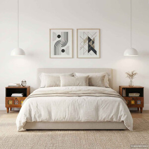 vidaXL Nachtkastje 2 pcs Bruin 40 x 33 x 46 cm Massief Mango Hout
