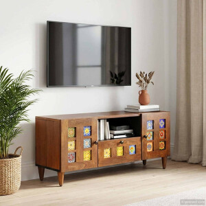 vidaXL TV-kast Walnotenhout 105 x 33 x 46 cm Massief Mango Hout