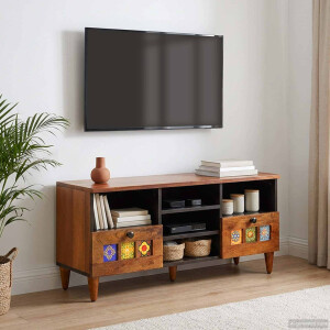 vidaXL TV-kast Walnotenhout 100 x 33 x 46 cm Massief Mango Hout