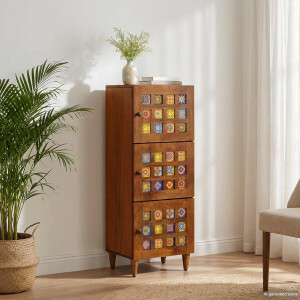vidaXL Hoge kast Walnotenhout 40 x 33 x 110 cm Massief Mango Hout