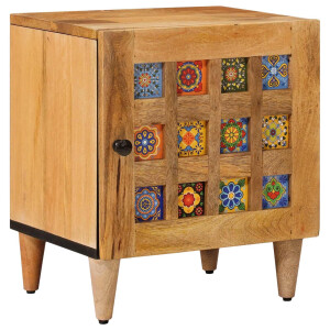 vidaXL Nachtkastje Naturel 40 x 33,5 x 46 cm Massief Mango Hout