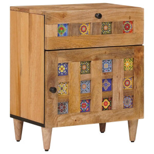vidaXL Nachtkastje met lade Naturel 50 x 33 x 60 cm Massief Mango Hout