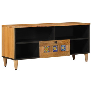 vidaXL TV-kast met lade Naturel 100 x 33 x 46 cm Massief Mango Hout