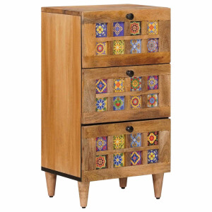 vidaXL Dressoir met lade Naturel 40 x 33 x 75 cm Massief Mango Hout