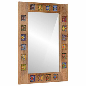 vidaXL Badkamer Spiegel Naturel 50 x 70 x 3 cm Massief Mango Hout