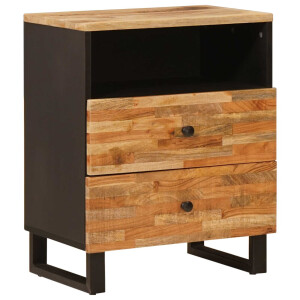 vidaXL Bed kast met lade Bruin 50 x 33 x 62 cm Massief Mango Hout