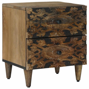 vidaXL Nachtkastje met lade Bruin 40 x 33,5 x 46 cm Massief Mango Hout