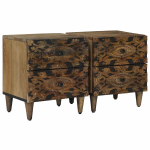 vidaXL Nachtkastje 2 pcs Bruin 40 x 33,5 x 46 cm Massief Mango Hout