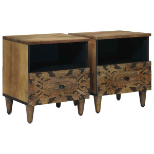 vidaXL Bed kast 2 pcs Bruin 40 x 33 x 46 cm Massief Mango Hout