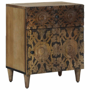 vidaXL Bed kast met lade Bruin 50 x 33 x 60 cm Massief Mango Hout