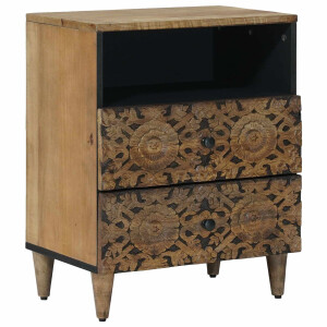 vidaXL Bed kast met lade Bruin 50 x 33 x 60 cm Massief Mango Hout