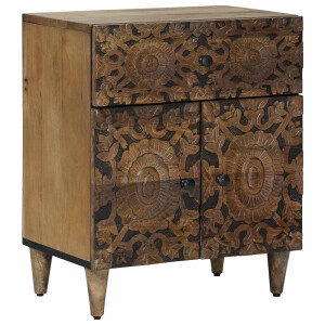 vidaXL Bed kast met lade Bruin 50 x 33 x 60 cm Massief Mango Hout