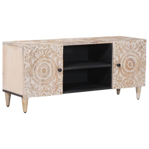 vidaXL TV-kast met opslag Wit 105 x 33,5 x 46 cm Massief Mango Hout