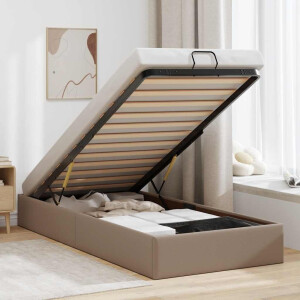 vidaXL Bedframe zonder matras 90x190 cm kunstleer cappuccinokleurig