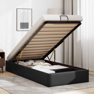 vidaXL Bedframe zonder matras 90x200 cm kunstleer zwart