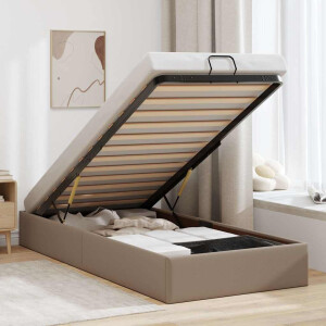 vidaXL Bedframe zonder matras 100x200 cm kunstleer cappuccinokleurig