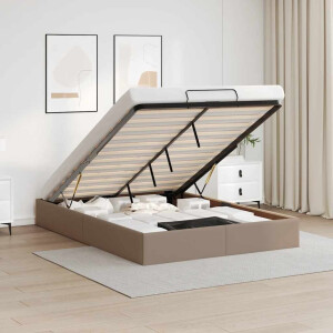 vidaXL Bedframe zonder matras 140x190 cm kunstleer cappuccinokleurig