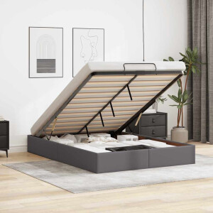 vidaXL Bedframe zonder matras 140x200 cm kunstleer grijs