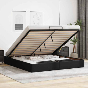 vidaXL Bedframe zonder matras 160x200 cm kunstleer zwart