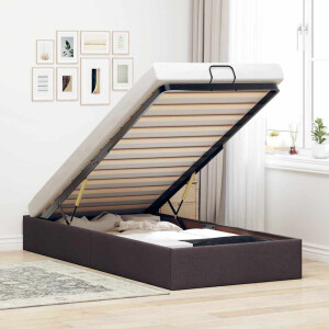 vidaXL Bedframe zonder matras 80x200 cm stof donkerbruin