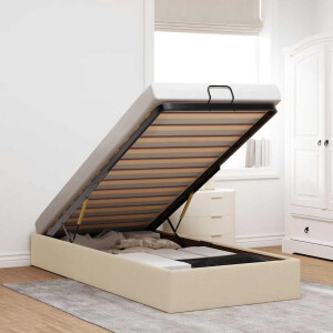vidaXL Bedframe zonder matras 80x200 cm stof crèmekleurig