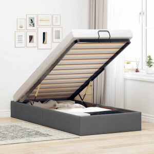 vidaXL Bedframe zonder matras 90x190 cm stof donkergrijs