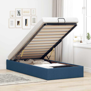 vidaXL Bedframe zonder matras 90x200 cm stof blauw