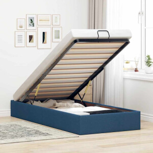 vidaXL Bedframe zonder matras 100x200 cm stof blauw