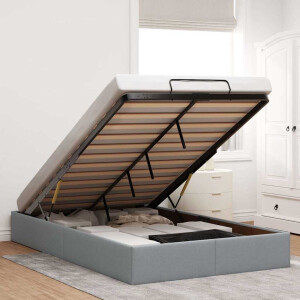 vidaXL Bedframe zonder matras 120x190 cm stof lichtgrijs