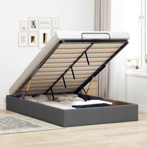 vidaXL Bedframe zonder matras 120x190 cm stof donkergrijs