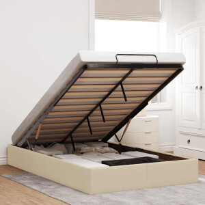 vidaXL Bedframe zonder matras 120x190 cm stof crèmekleurig
