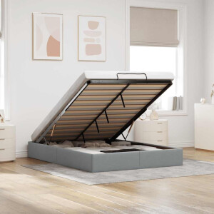 vidaXL Bedframe zonder matras 140x190 cm stof lichtgrijs
