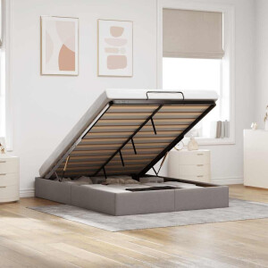 vidaXL Bedframe zonder matras 140x190 cm stof taupe