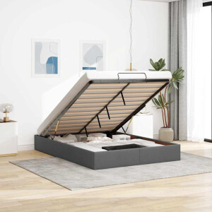 vidaXL Bedframe zonder matras 140x200 cm stof donkergrijs