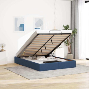 vidaXL Bedframe zonder matras 140x200 cm stof blauw
