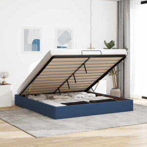 vidaXL Bedframe zonder matras 160x200 cm stof blauw