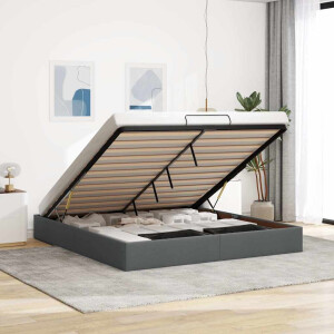 vidaXL Bedframe zonder matras 200x200 cm stof donkergrijs