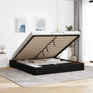 vidaXL Bedframe zonder matras 200x200 cm stof zwart