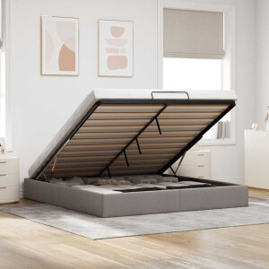 vidaXL Bedframe zonder matras 200x200 cm stof taupe