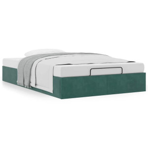 vidaXL Bedframe zonder matras 120x190 cm fluweel donkergroen