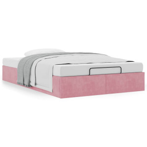 vidaXL Bedframe zonder matras 120x190 cm fluweel roze