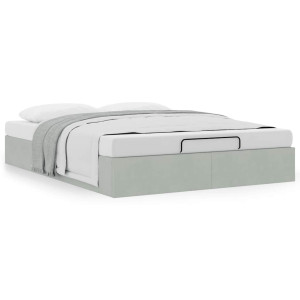 vidaXL Ottoman bedframe zonder matras 140x190 cm fluweel lichtgrijs