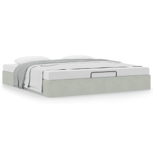 vidaXL Ottoman bedframe zonder matras 160x200 cm fluweel lichtgrijs