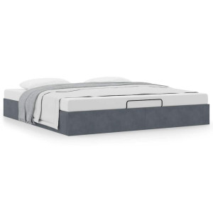 vidaXL Ottoman bedframe zonder matras 160x200 cm fluweel donkergrijs