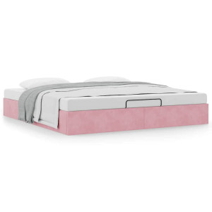 vidaXL Ottoman bedframe zonder matras 160x200 cm fluweel roze