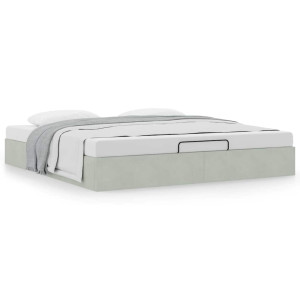 vidaXL Ottoman bedframe zonder matras 180x200 cm fluweel lichtgrijs