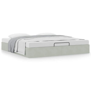 vidaXL Ottoman bedframe zonder matras 200x200 cm fluweel lichtgrijs