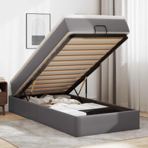 vidaXL Ottoman bed met matras 80x200 cm kunstleer grijs